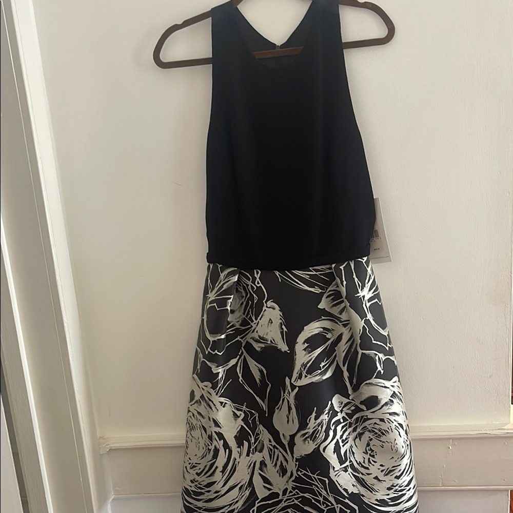 Elegant Black and White Floral Dress